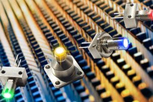 OMC coloured LEDs for optical fibre injection